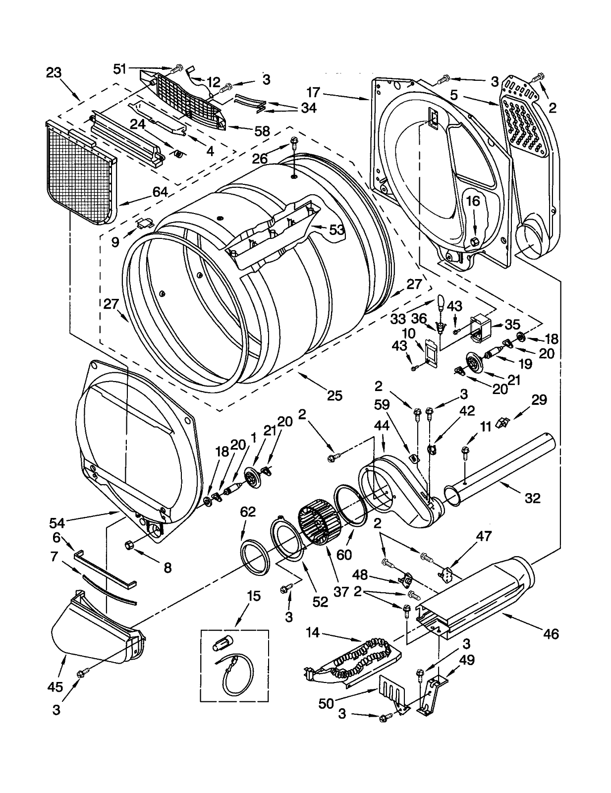 Kenmore Dryer : Rear Drum Support Shaft & Roller (3399509 / WPW10359272 ...