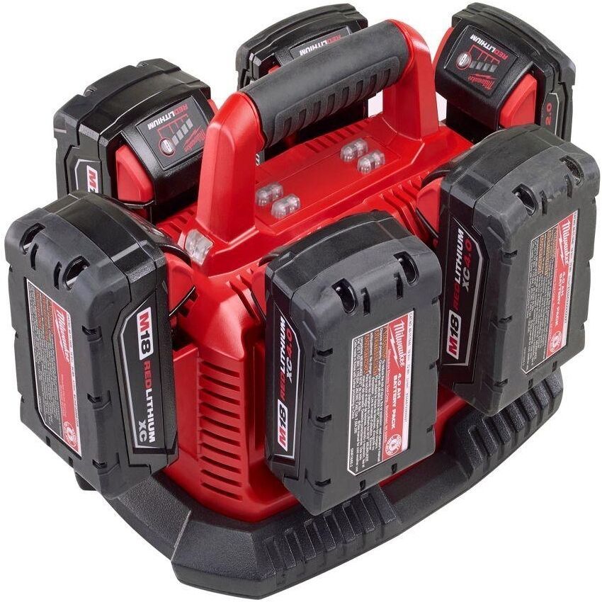 Milwaukee M18 Sequential 6-Port Battery Charger Fast Charging Vertical