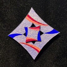 Curvy Square Jewelry Art Brooch in blue Violet Red Pink and Ultramarine ... - $45.30