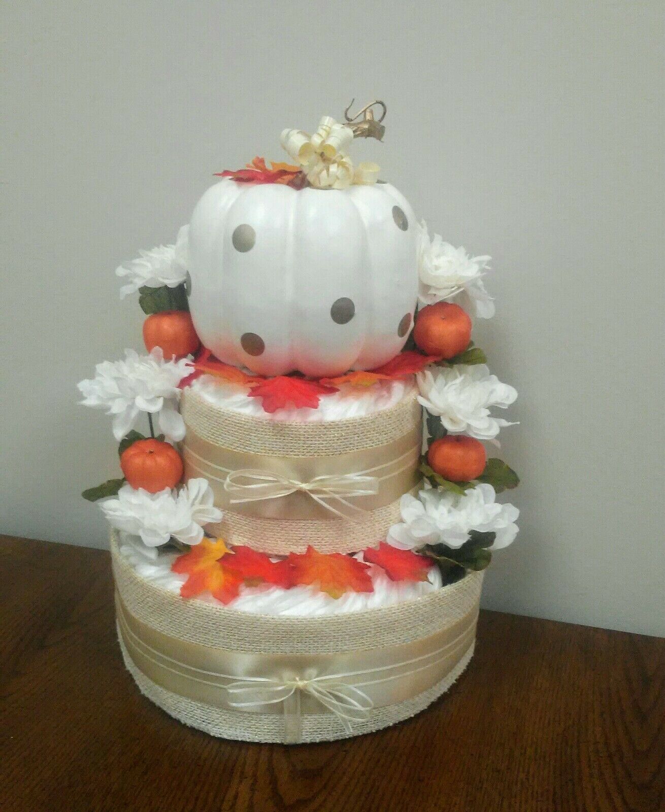 little-pumpkin-gender-neutral-autumn-baby-shower-2-tier-diaper-cake