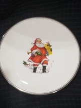Vintage Gorham Fine China Christmas Plate -Santa - Platinum Edge - Rare - $34.00