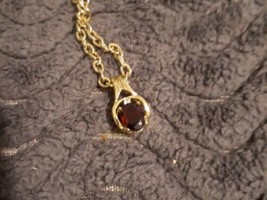 NEW QVC RUBY Stone Gold Plated Pendant Chain and Genuine RUBY stone - $19.80