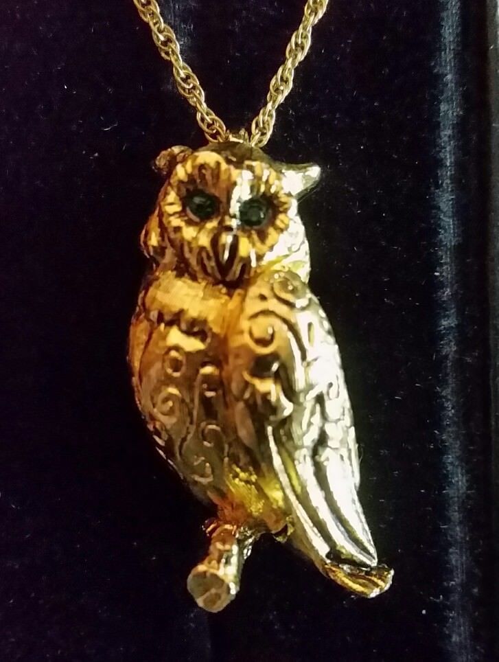 Primary image for MAX FACTOR Owl Solid Perfume Pendant and Necklace - Vintage - FREE SHIPPING