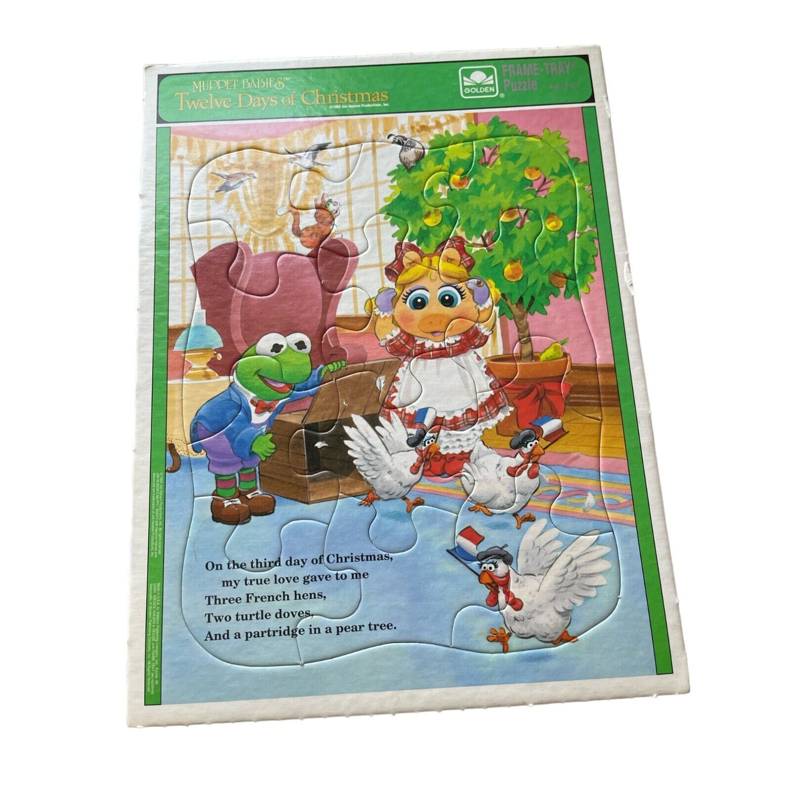 1994 Golden Frame Tray Puzzle Muppet Babies Twelve Days of Christmas - $13.00