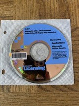 Microsoft Licensing March 2003 Applications PC Software - $49.38