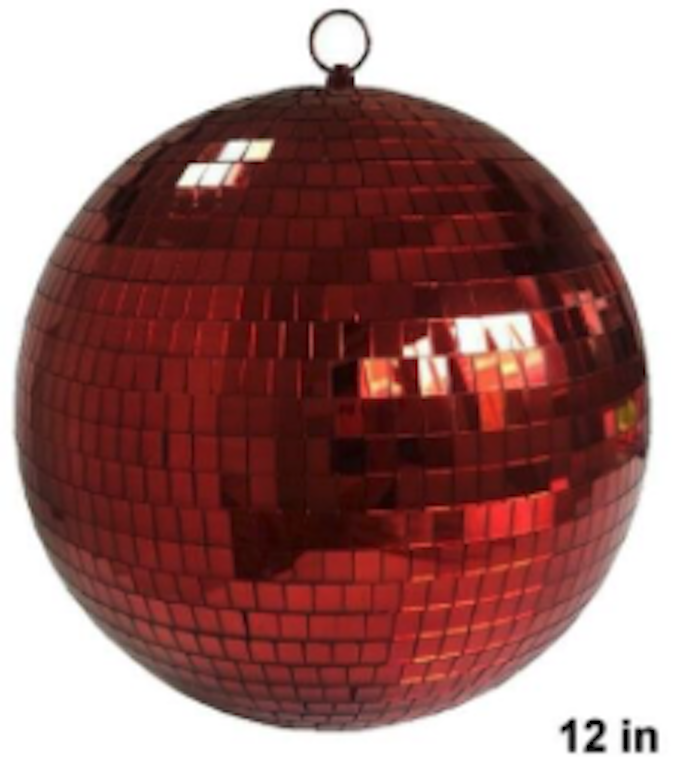 HUGE 12 INCH RED MIRROR DISCO BALL party supplies reflection mirrors dj novelty