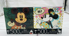 2 Disney Mickey & MinnIe Mouse 500pc Jigsaw Puzzles R - $9.90