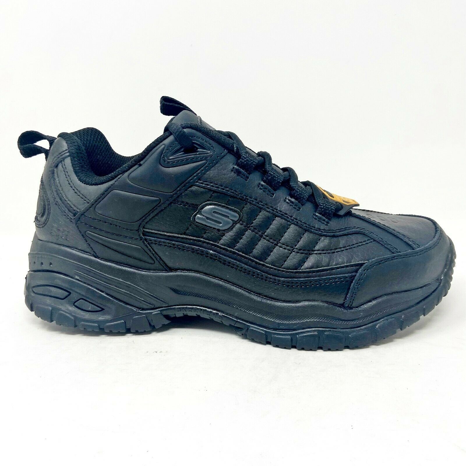 Skechers Slip Resistant Soft Stride Galley Black Mens Work Shoes 76759