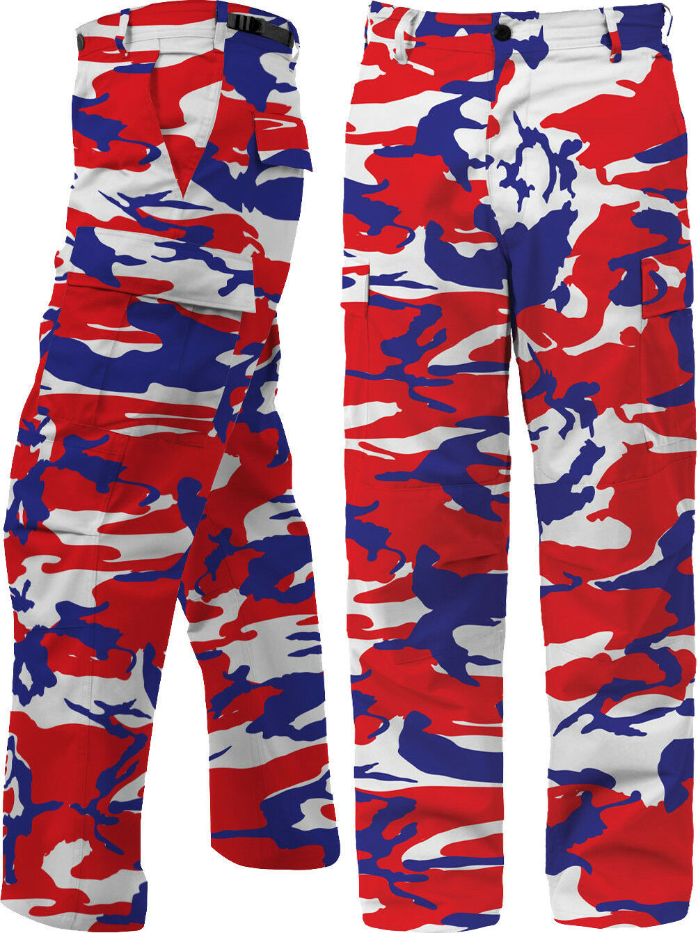 Red White Blue Camouflage BDU Pants Cargo Fatigues USA Patriotic Camo ...