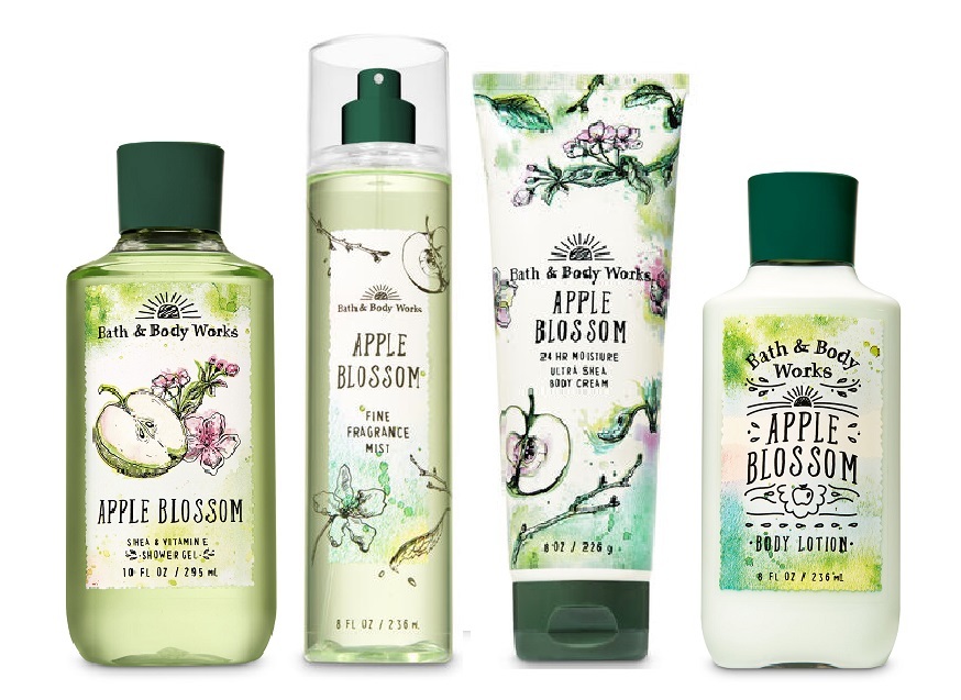 4 Piece Bath & Body Works Apple Blossom Set Lotion, Shower Gel, Mist