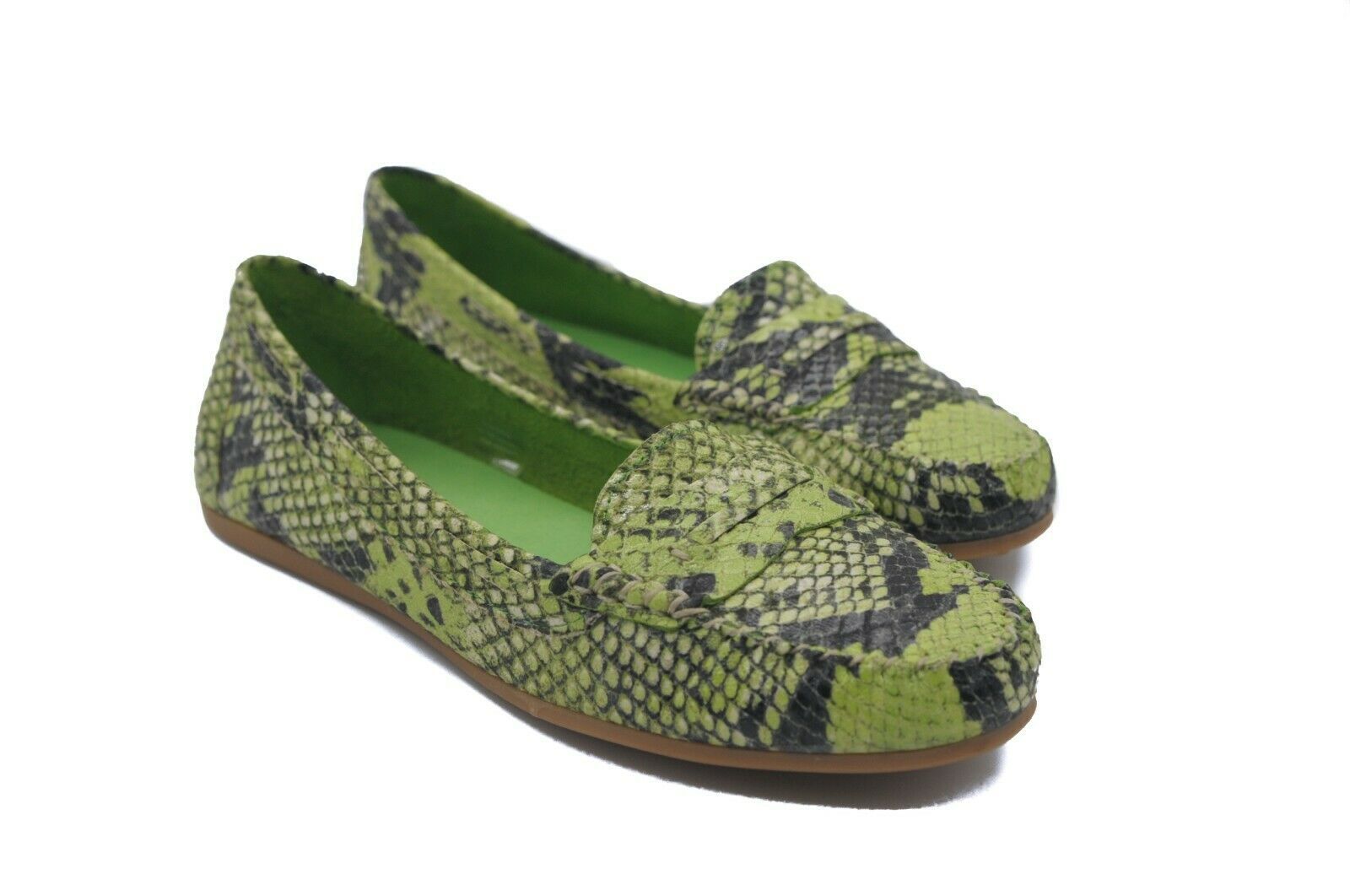 Goody2shoes Ladies Leather Snake Print Effect Women Green and Black