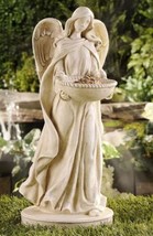 Angel Statue Birdfeeder 18.7" H Poly Stone White Memorial Birds Wild Bird Seed