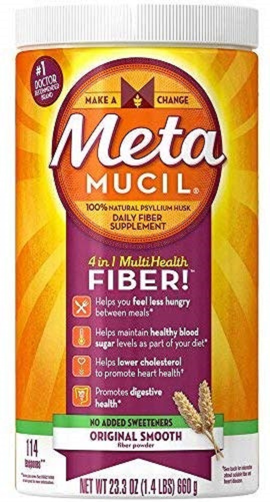 Metamucil Fiber Supplement, Original Smooth Psyllium Husk Powder, Sugar, 23.3 oz