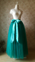 Womens Ruffle Maxi Tulle Skirt Floor Length Wedding Maxi Tulle Skirt GREEN Plus  image 4