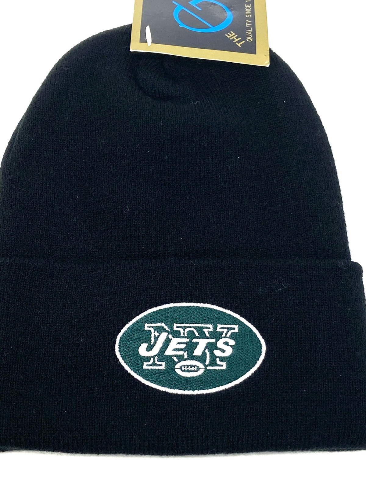 Primary image for New York Jets Vintage NFL Black Cuffed Logo Knit Hat (New) By G Knit Cap Company