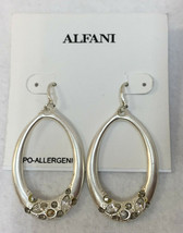 Earrings Oval Hoops Crystal Rhinestones Silver Tone Metal Alfani Hypo Allergenic - $9.36
