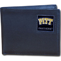 pittsburgh panthers pitt logo ncaa college leather bi-fold wallet usa made - $37.99