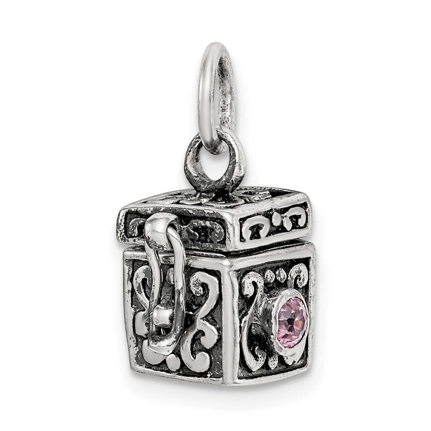 Sterling Silver Antiqued Prayer Box Charm Fine Charms & Charm Bracelets