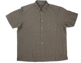 VIA EUROPA Brown Checkered Button Front Mens Short Sleeve Shirt sz XXL - $19.79