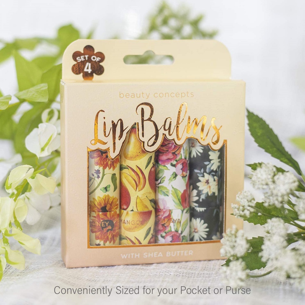 Beauty Concepts Four Pack Lip Balm Collection (Honey, Mango, Papaya & Vanilla)