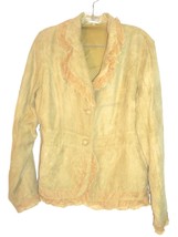 Claudia Richard Gold Microsuede Top with Lace Accents Size M - $14.24