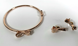 Kate Spade Love Notes Bow Set Bangle Hinged Bracelet &amp; Earrings Stud Ros... - $79.20