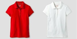 Cat &amp; Jack Girls&#39; Pique Stain Resist Polo Shirt Red or White Size S 6/6X... - $6.99