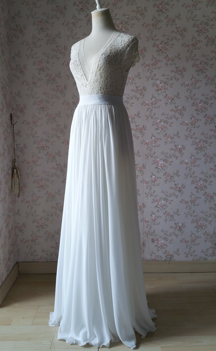 WHITE Chiffon Maxi Skirt Full Long Chiffon White Wedding Skirt Plus ...