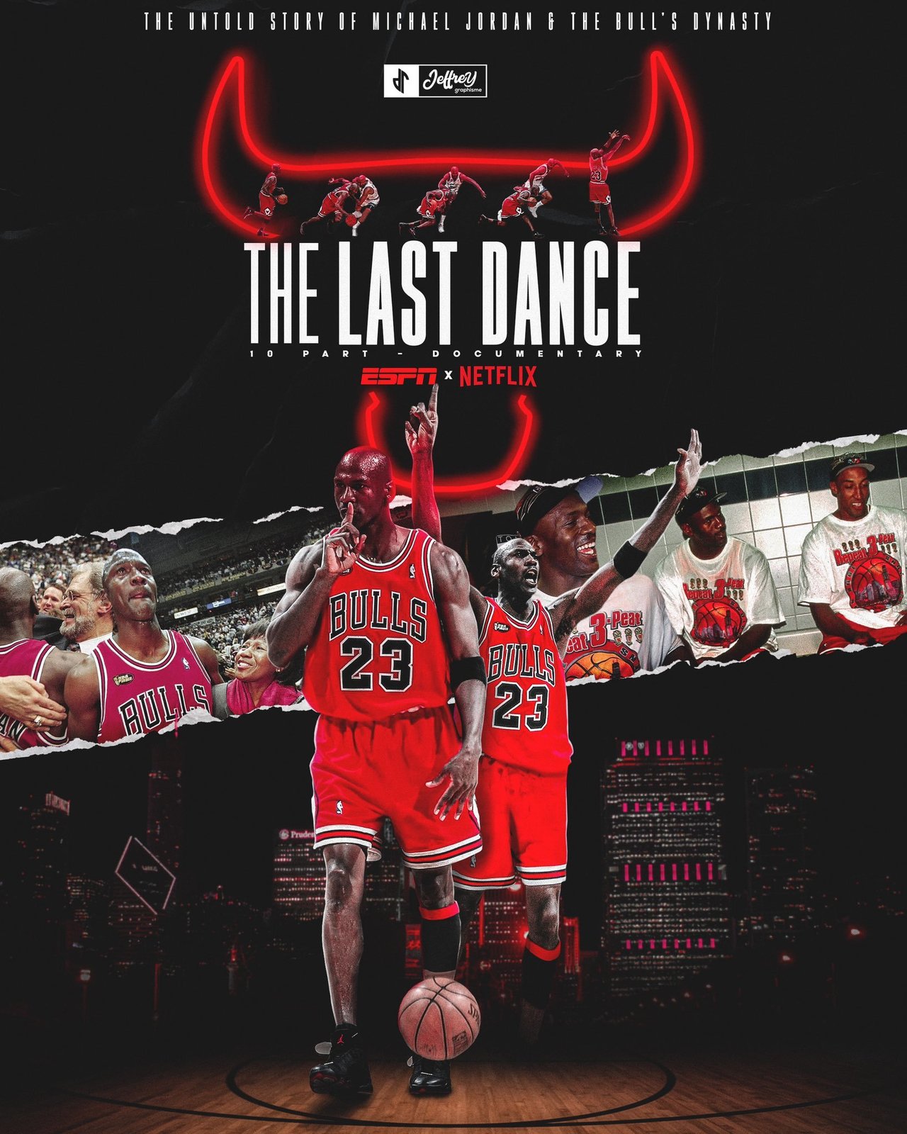 The Last Dance Movie Poster Chicago Bulls Michael Jordan Story Art Film Print