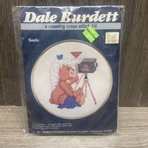 VTG 1987 Dale Burdett “Smile” Country Cross Stitch Kit Bear w/Camera CK629 - $9.50