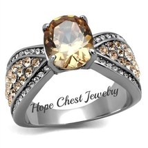 Hcj Women's Stainless Steel 3 Carat Champagne Cz Engagement Fashion Ring Sz 5-10 - $18.44