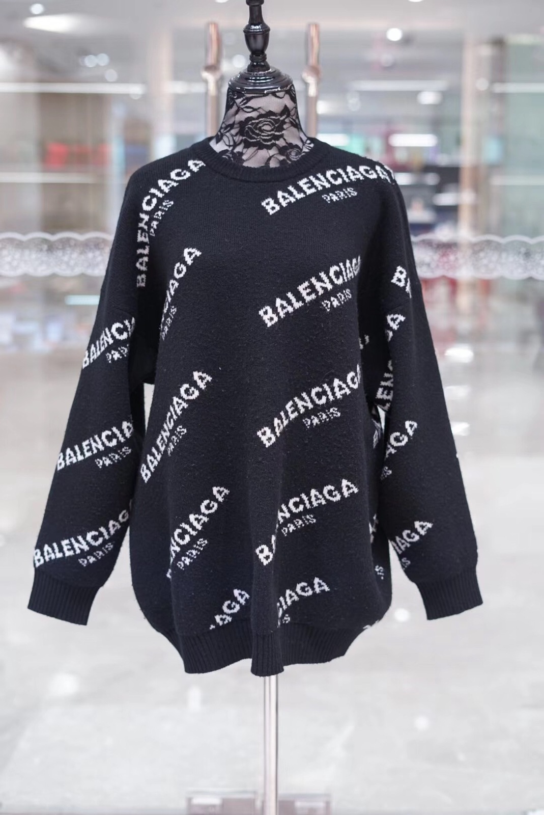 balenciaga black logo sweater