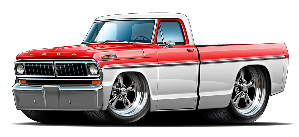 1970 FORD F100 302 Cartoon Truck Boys Mens Wall Graphic Decal Sticker ...