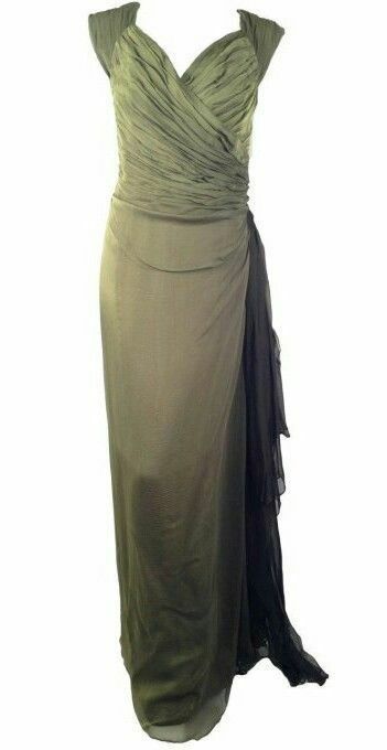 Primary image for $5,500 ROLAND NIVELAIS GORGEOUS GREEN SILK GOWN US 6