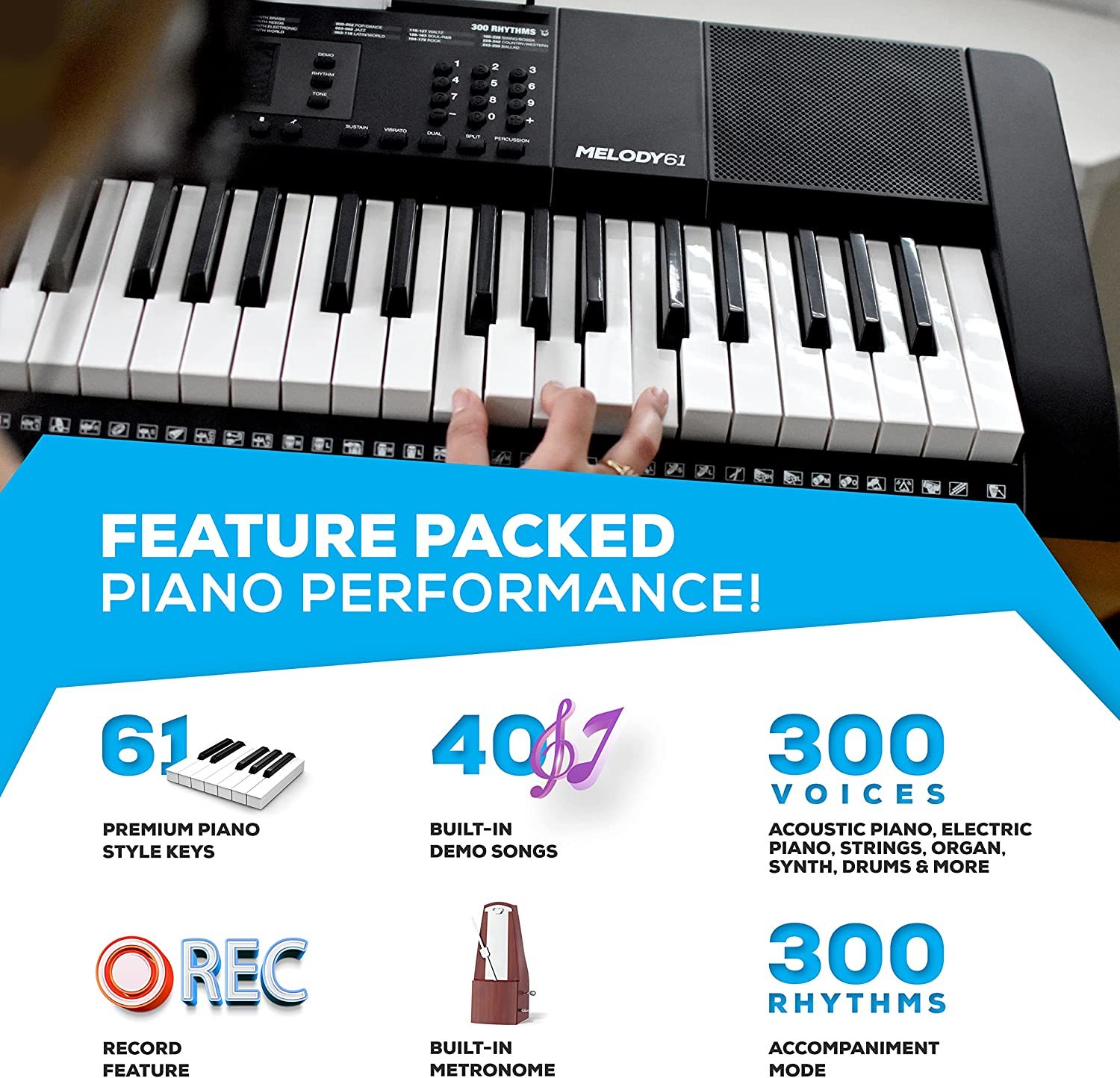 Alesis Melody 61 Key Keyboard Piano for Beginners with Speakers