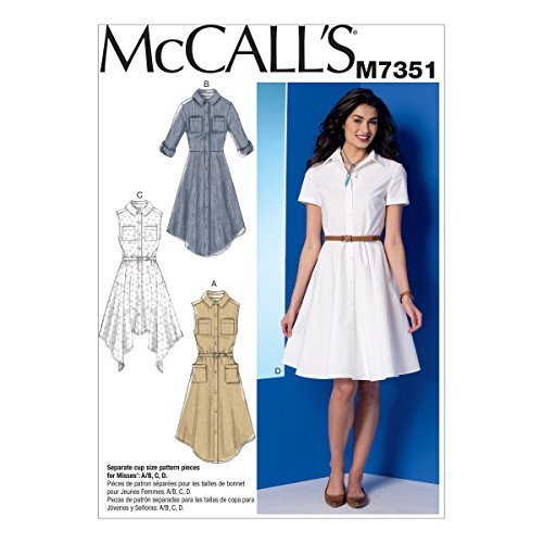 McCall's Patterns M7351 Misses' Shirtdresses with Pockets and Belt, Size E5 (14-