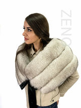 Natural Fox Fur Shawl 47' (120cm) Saga Furs Fox Collar Ribbon Fur Wrap Wide Fur image 4