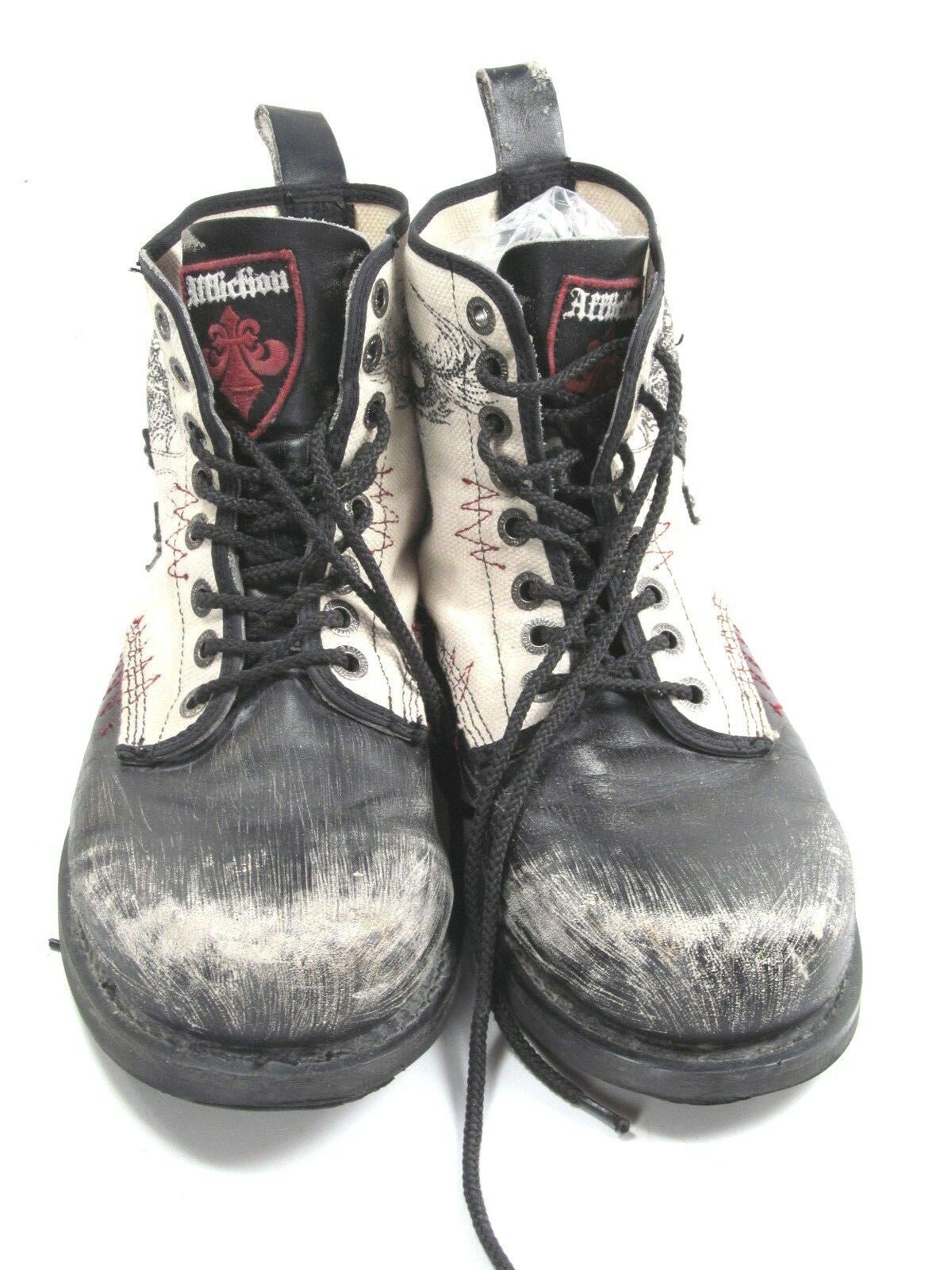 Affliction Dragon Boots distressed leather and canvas mens