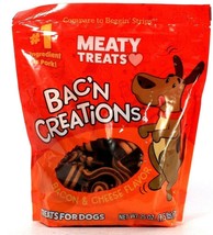 1 Bag Meaty Treats 25 Oz Bac N Creations & Cheese Flavor Real Pork Dog Treats