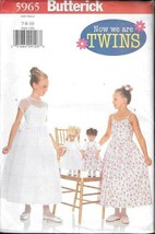 Vtg Butterick #5965 Now We Are Twins Girls' Dress & Doll Dress - Size 7-8-10 -UC - $10.00