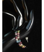 HANDCRAFTED SILVER WIRE WRAPPED TOURMALINE EARRINGS-BLUE PINK GREEN YELL... - $12.87