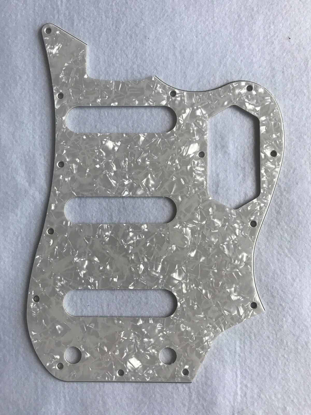 Fits Squier Vintage Modified Bass VI Guitar pickguard,4 Ply Ivory White