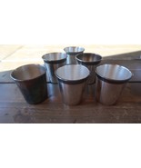 GOOD Set of SIX ~ SILVER Plated ~ Small CUPS ~ c1950 2.25 x 2.25 inches - $13.37