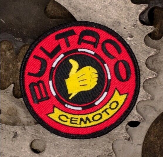 Bultaco Thumbs Up Black Trim Embroidered Iron-On Sew-On Patch - NEW