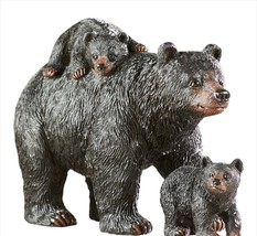 Black Bear Family Figurine 6" Long Mother & Two Cubs Resin Textural Detailing image 1