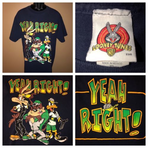 VTG 90s LOONEY TUNES Yeah Right! 1997 T-Shirt HIP HOP Taz Coyote Daffy ...
