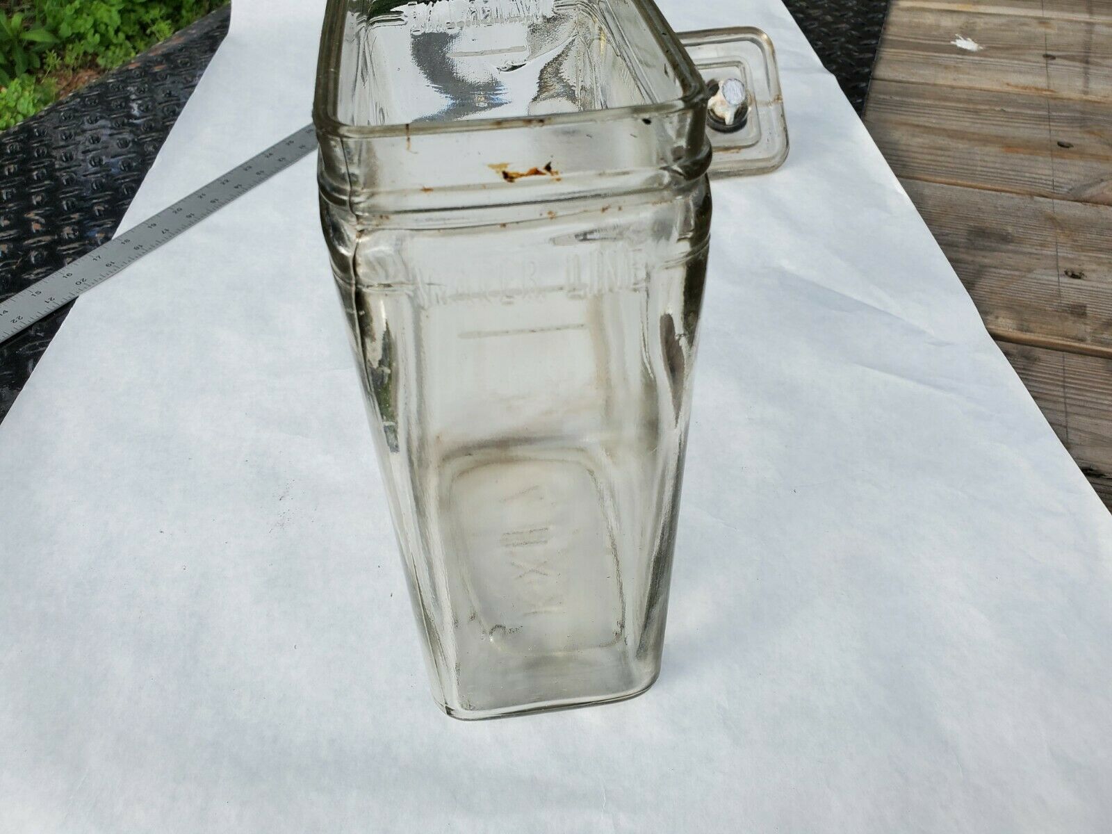 Vintage/Antique Clear Glass EXIDE Battery Jar and Lid with Post Jars
