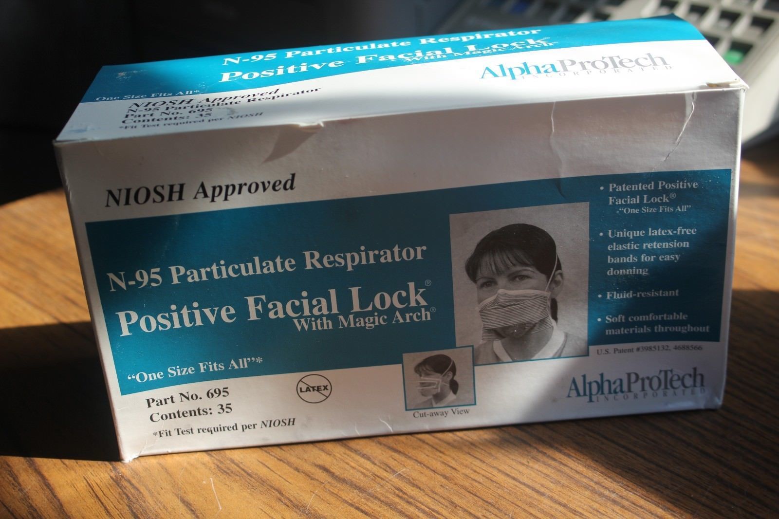 Alpha ProTech N-95 Particulate Respirator Positive Facial Lock Mask box ...