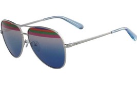 Salvatore Ferragamo Sunglasses SF712S 046 Shiny Silver/Blue Lens 60mm Authentic  - $115.43