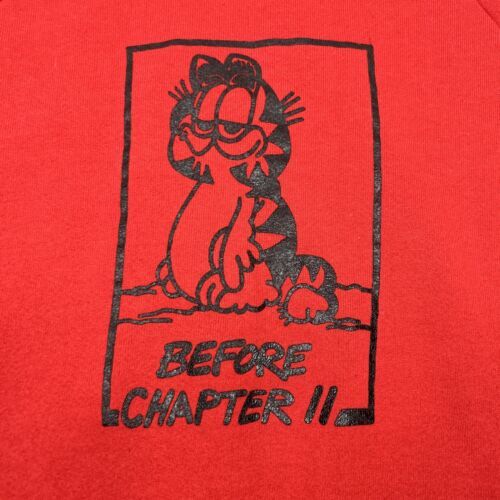 Garfield Sweatshirt Mens Large Red Double Sided Before After Chapter 11 FOTL USA - $56.10